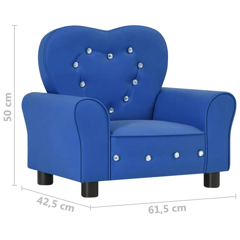 Children Sofa Blue Faux Leather 325524