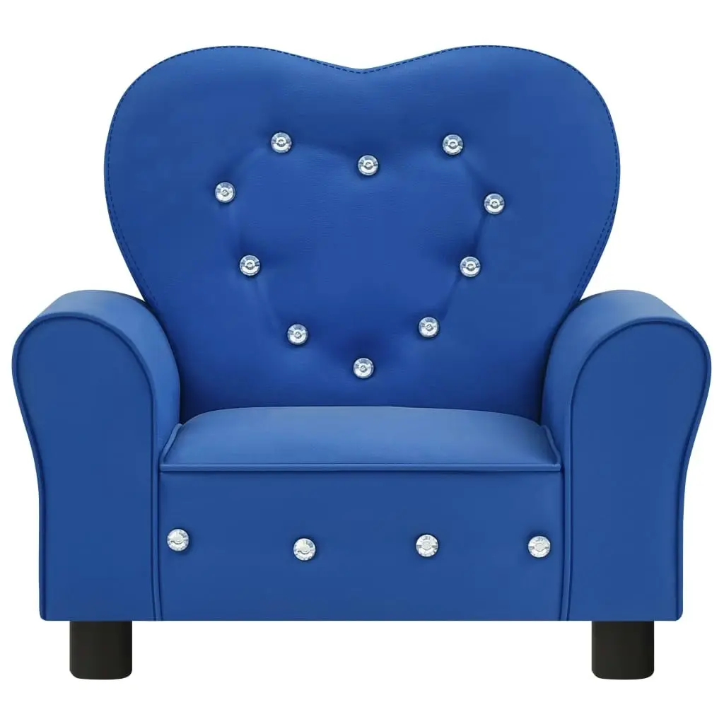 Children Sofa Blue Faux Leather 325524