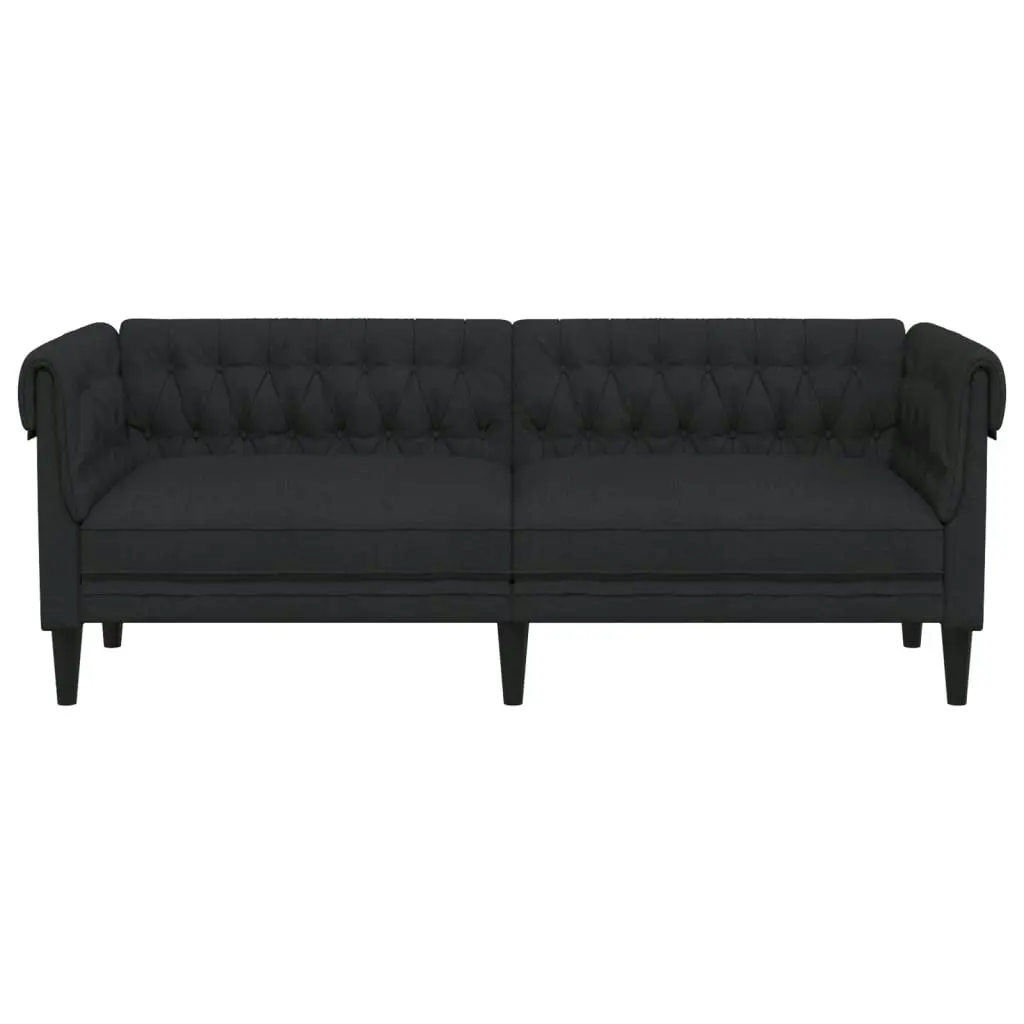 Chesterfield Sofa 3-Seater Black Fabric 372558