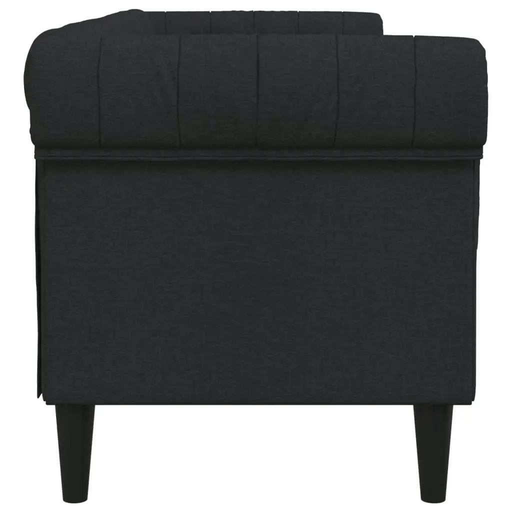 Chesterfield Sofa 3-Seater Black Fabric 372558