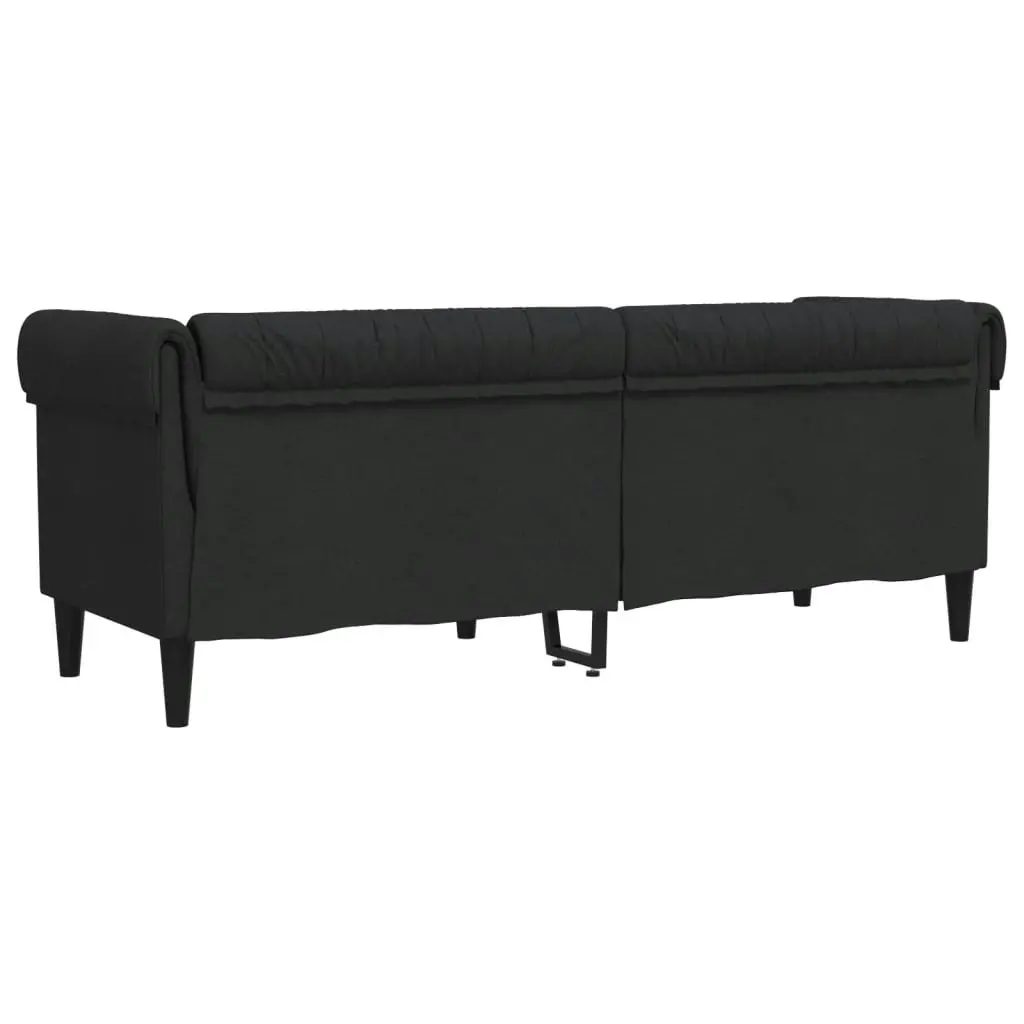 Chesterfield Sofa 3-Seater Black Fabric 372558