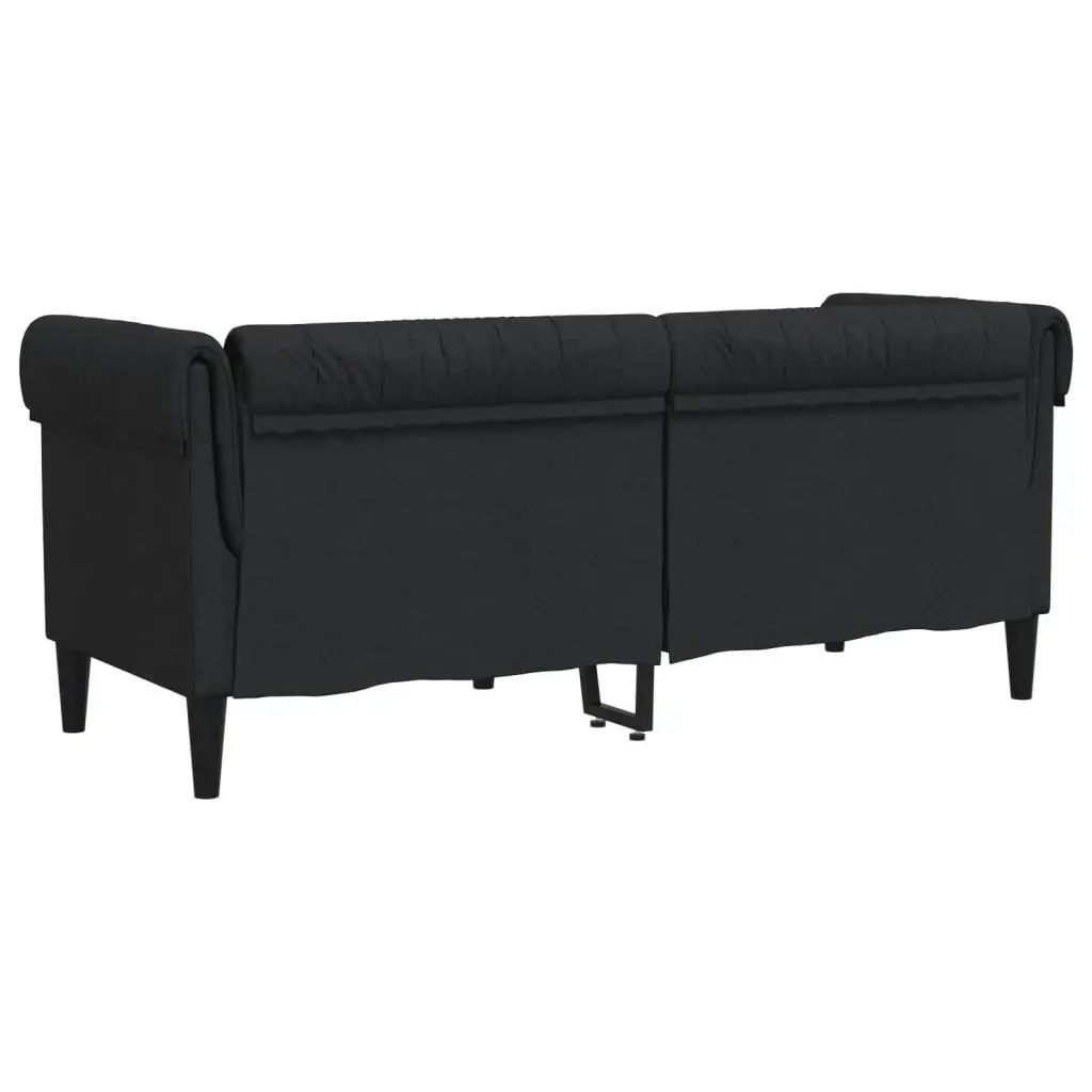 Chesterfield Sofa 2-Seater Black Fabric 372549