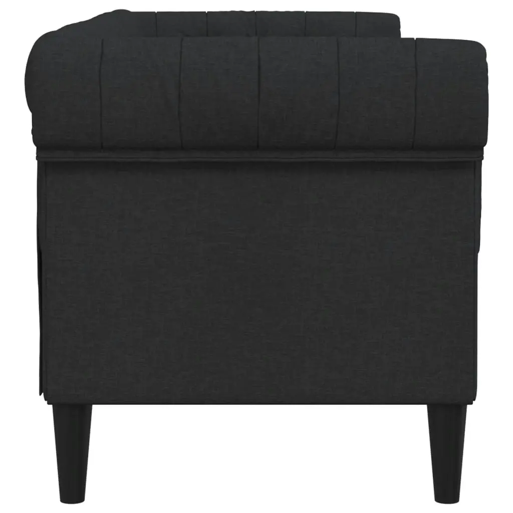 Chesterfield Sofa 2-Seater Black Fabric 372549