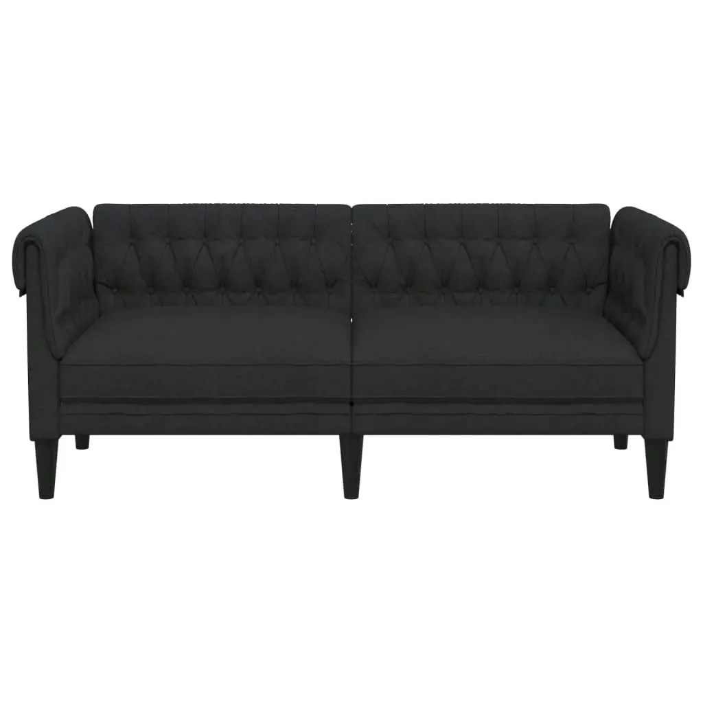 Chesterfield Sofa 2-Seater Black Fabric 372549