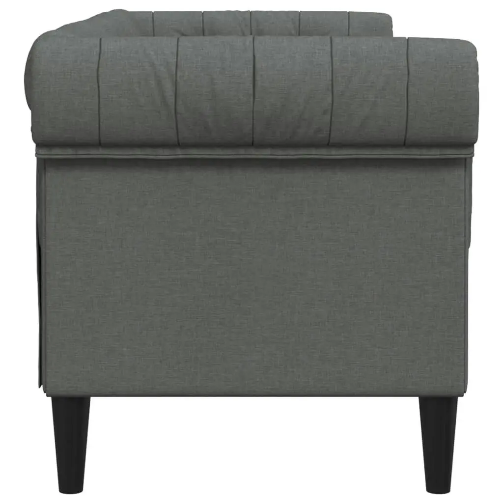 Chesterfield Sofa 2-Seater Dark Grey Fabric 372548