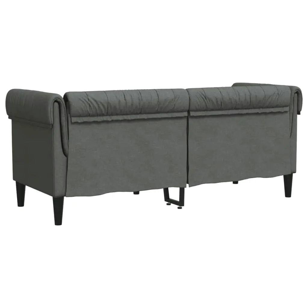 Chesterfield Sofa 2-Seater Dark Grey Fabric 372548