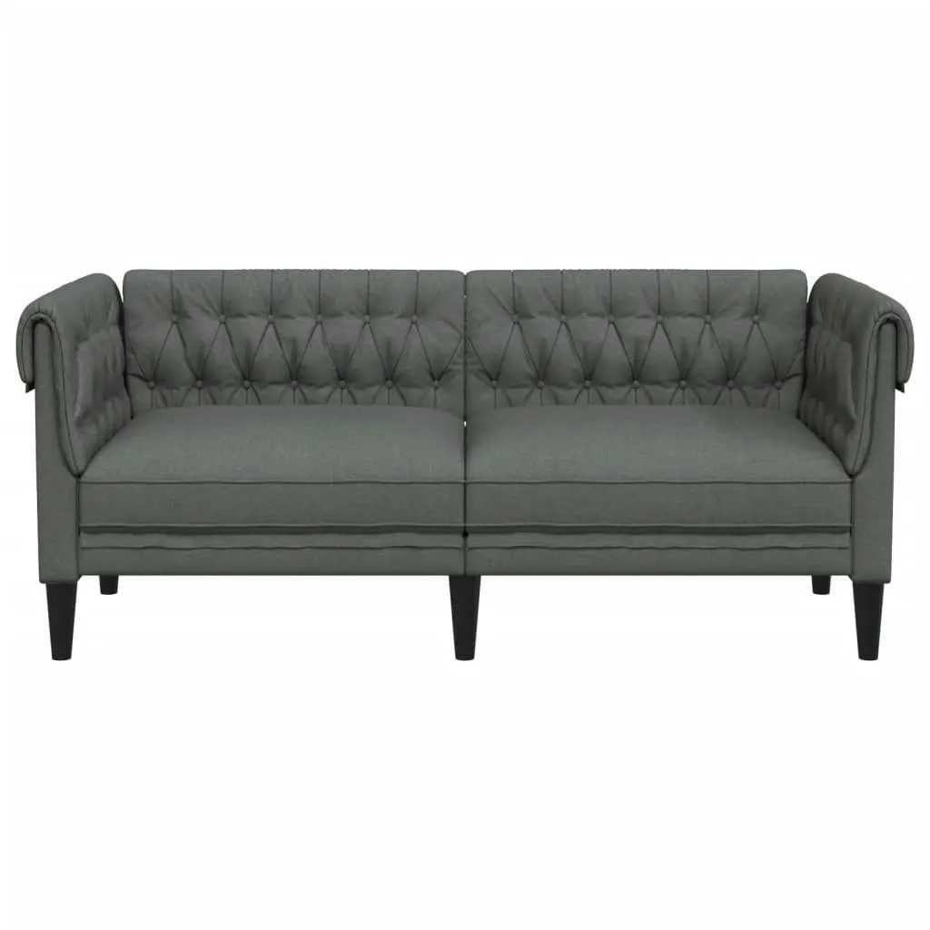 Chesterfield Sofa 2-Seater Dark Grey Fabric 372548