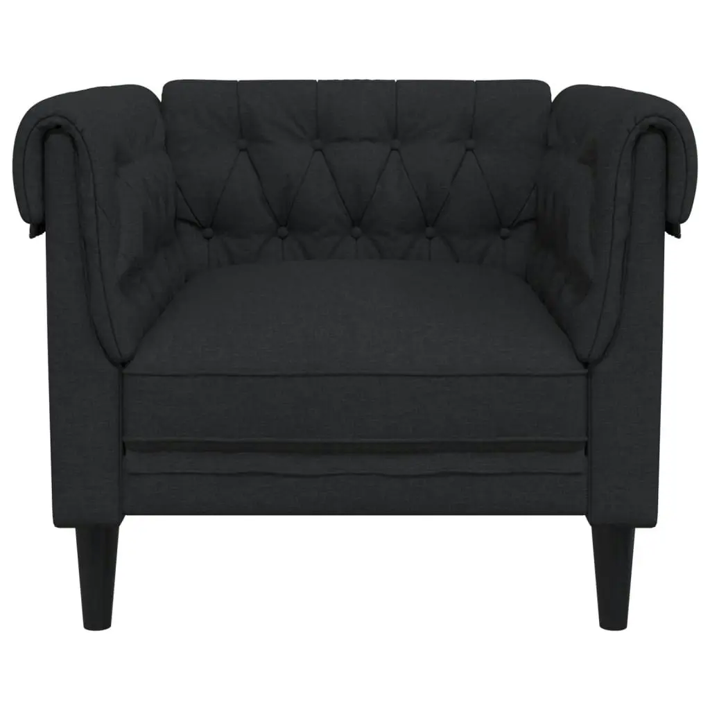 Chesterfield Sofa Chair Black Fabric 372540