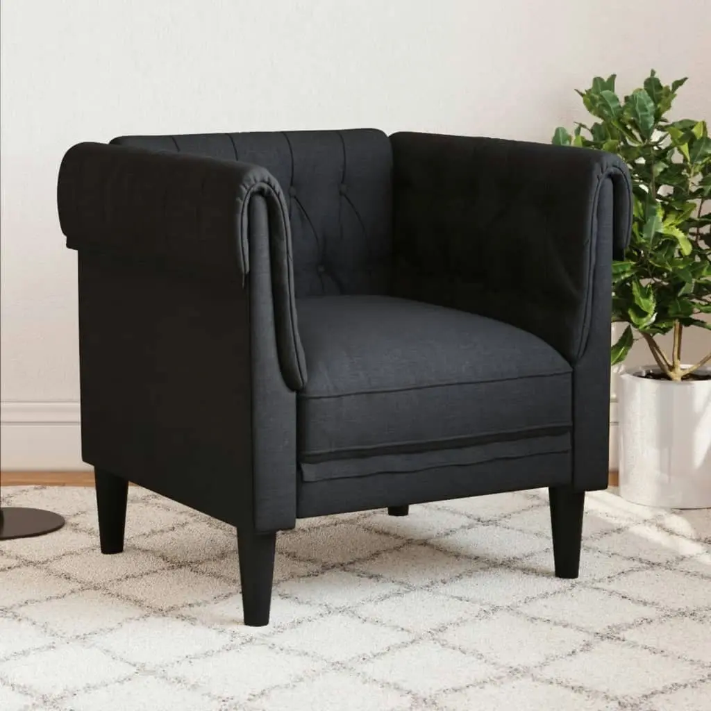 Chesterfield Sofa Chair Black Fabric 372540