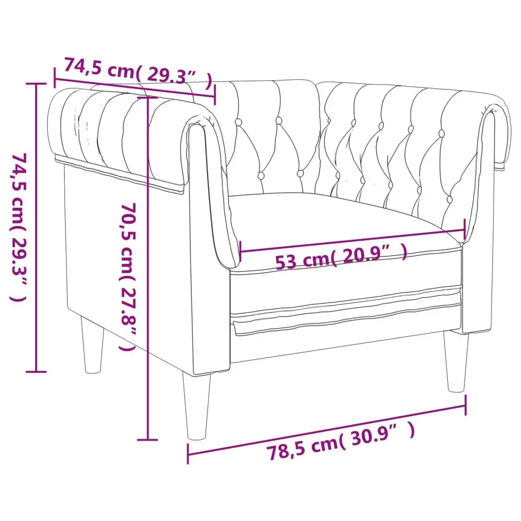 Chesterfield Sofa Chair Black Fabric 372540