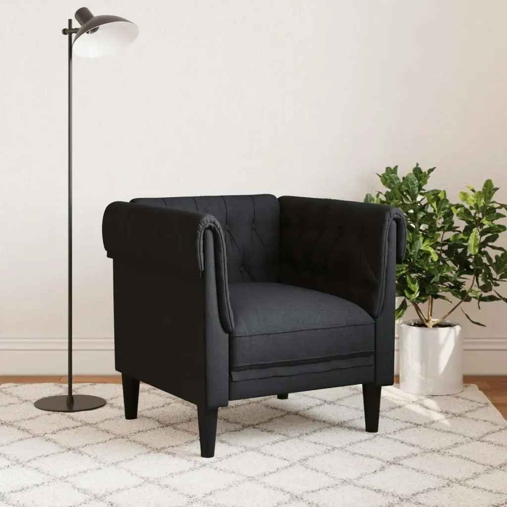 Chesterfield Sofa Chair Black Fabric 372540