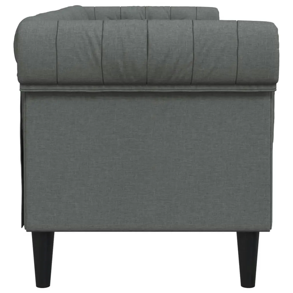 Chesterfield Sofa 3-Seater Dark Grey Fabric 372557