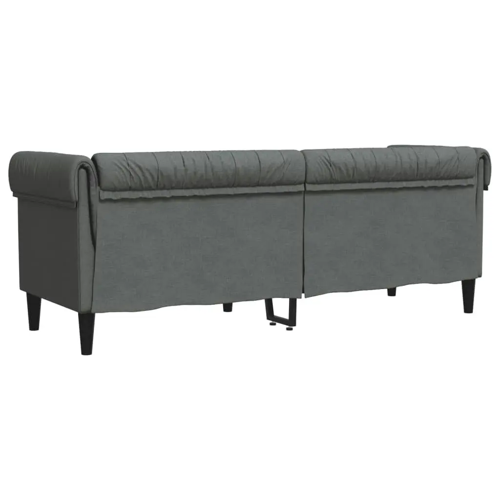 Chesterfield Sofa 3-Seater Dark Grey Fabric 372557