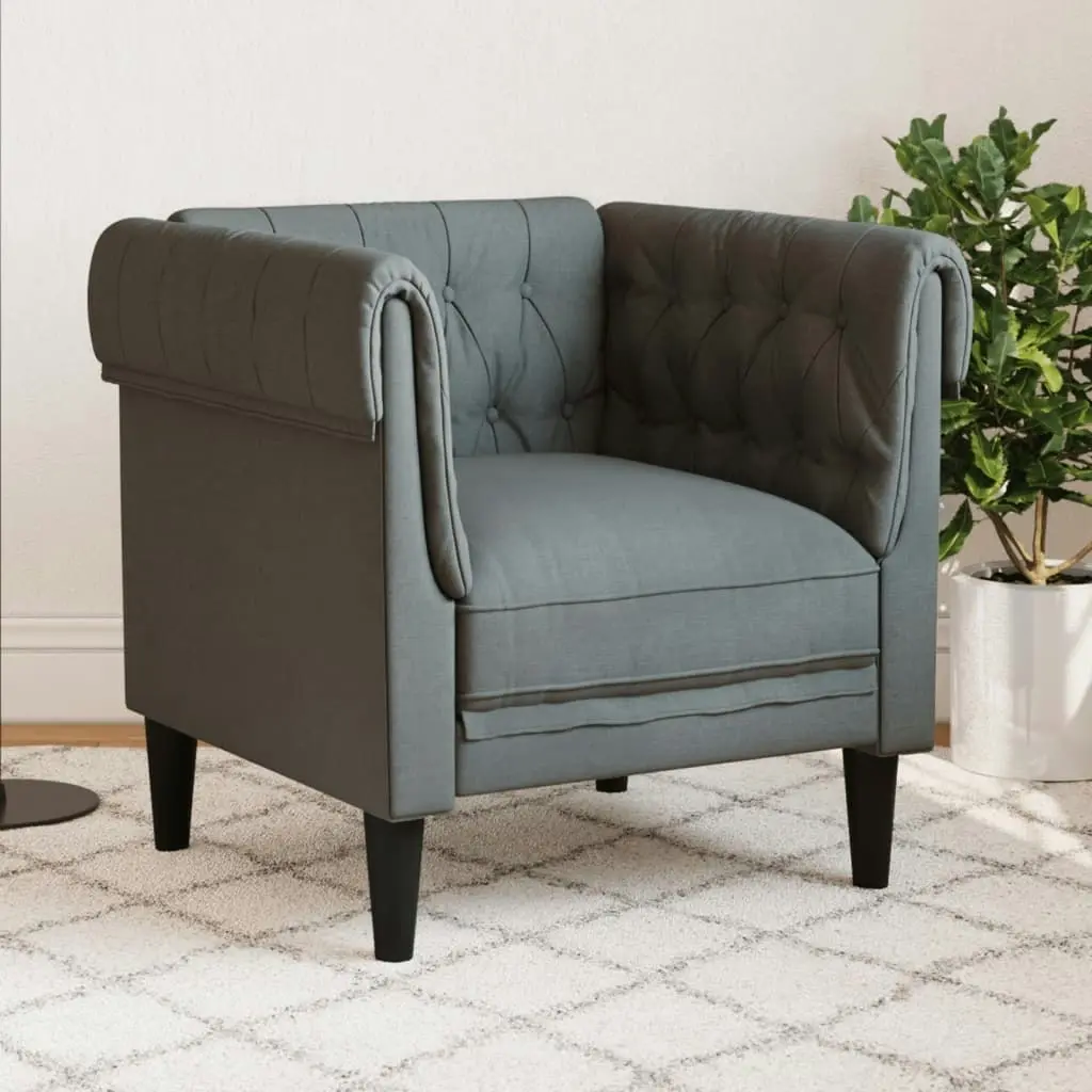 Chesterfield Sofa Chair Dark Grey Fabric 372539