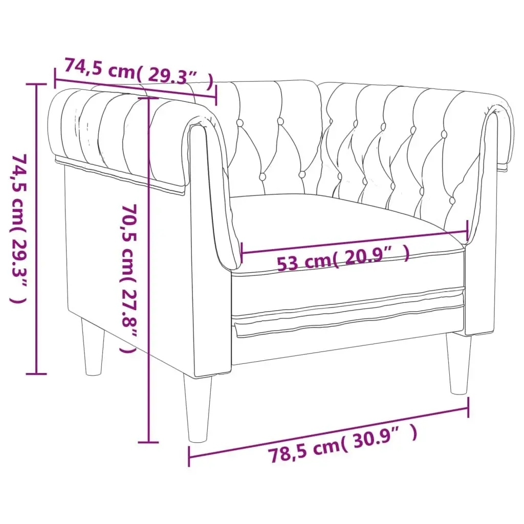 Chesterfield Sofa Chair Dark Grey Fabric 372539