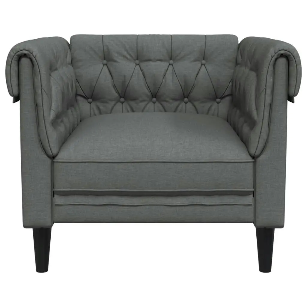 Chesterfield Sofa Chair Dark Grey Fabric 372539