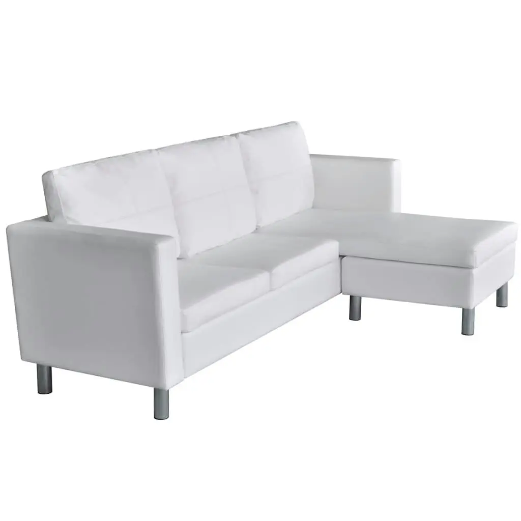 Sectional Sofa 3-Seater Artificial Leather White 241980