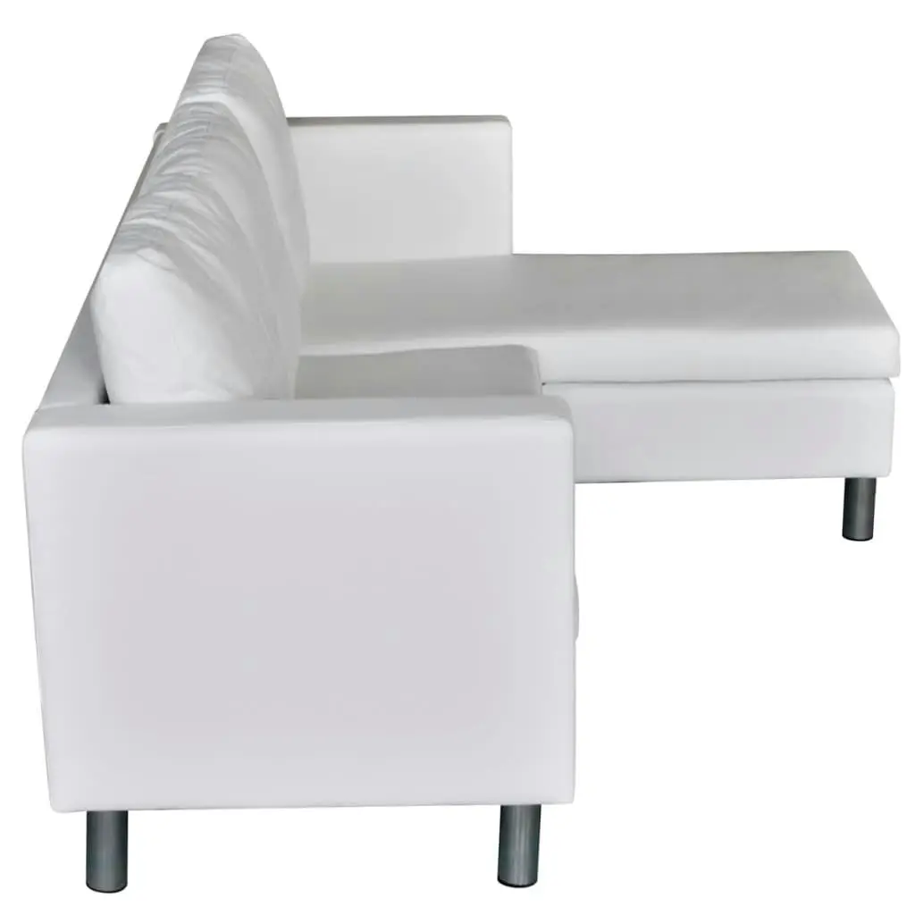 Sectional Sofa 3-Seater Artificial Leather White 241980