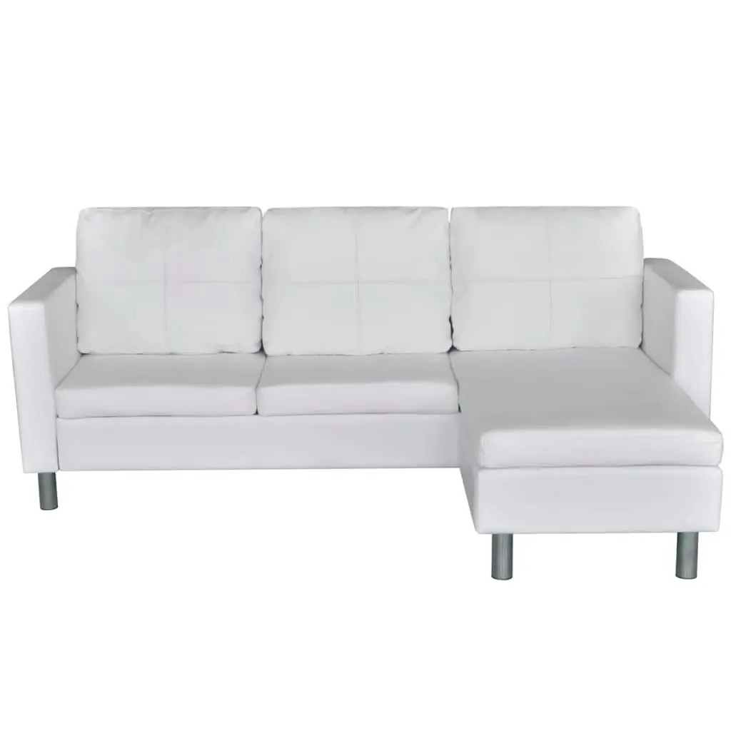 Sectional Sofa 3-Seater Artificial Leather White 241980