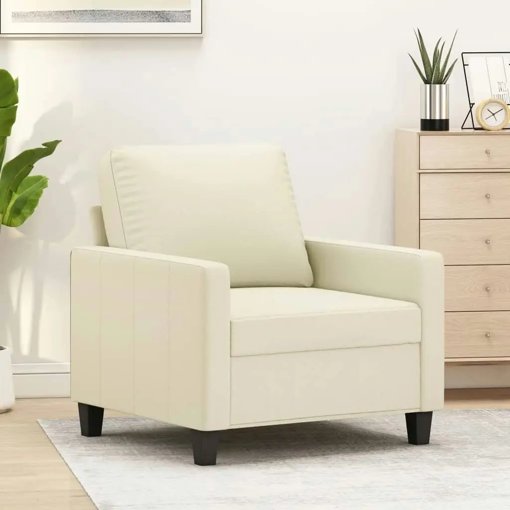 Sofa Chair Cream 60 cm Faux Leather 359128