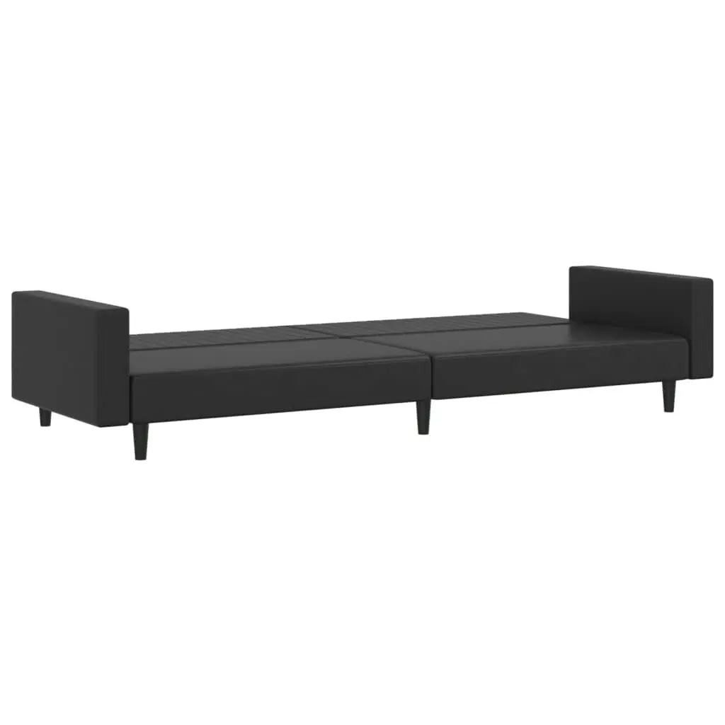 2-Seater Sofa Bed Black Faux Leather 337667