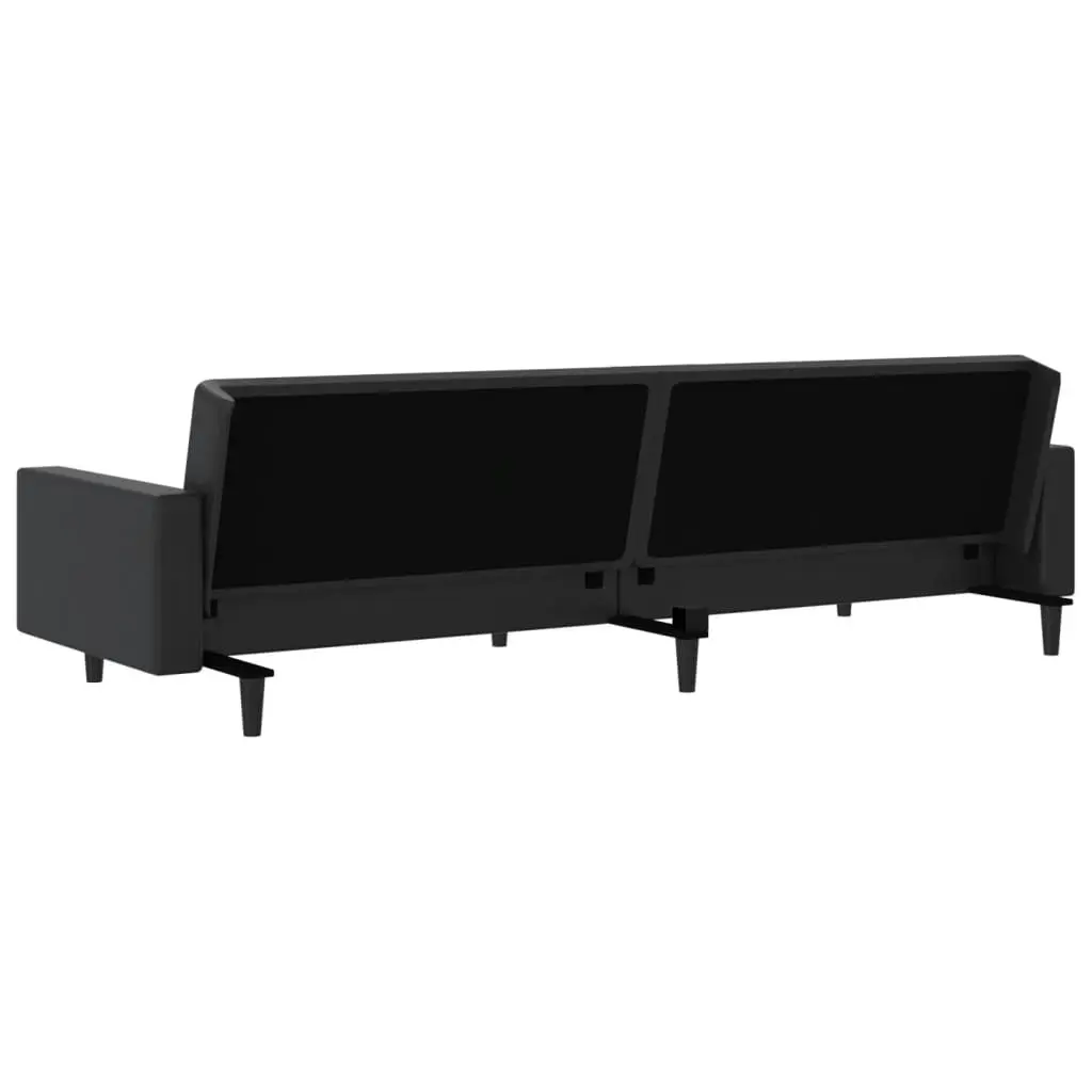 2-Seater Sofa Bed Black Faux Leather 337667