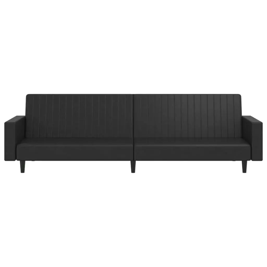 2-Seater Sofa Bed Black Faux Leather 337667