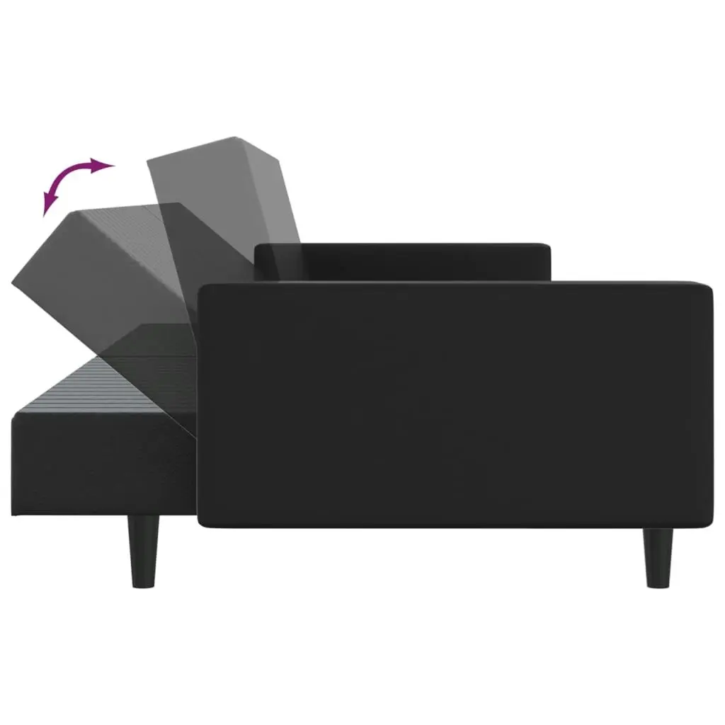 2-Seater Sofa Bed Black Faux Leather 337667