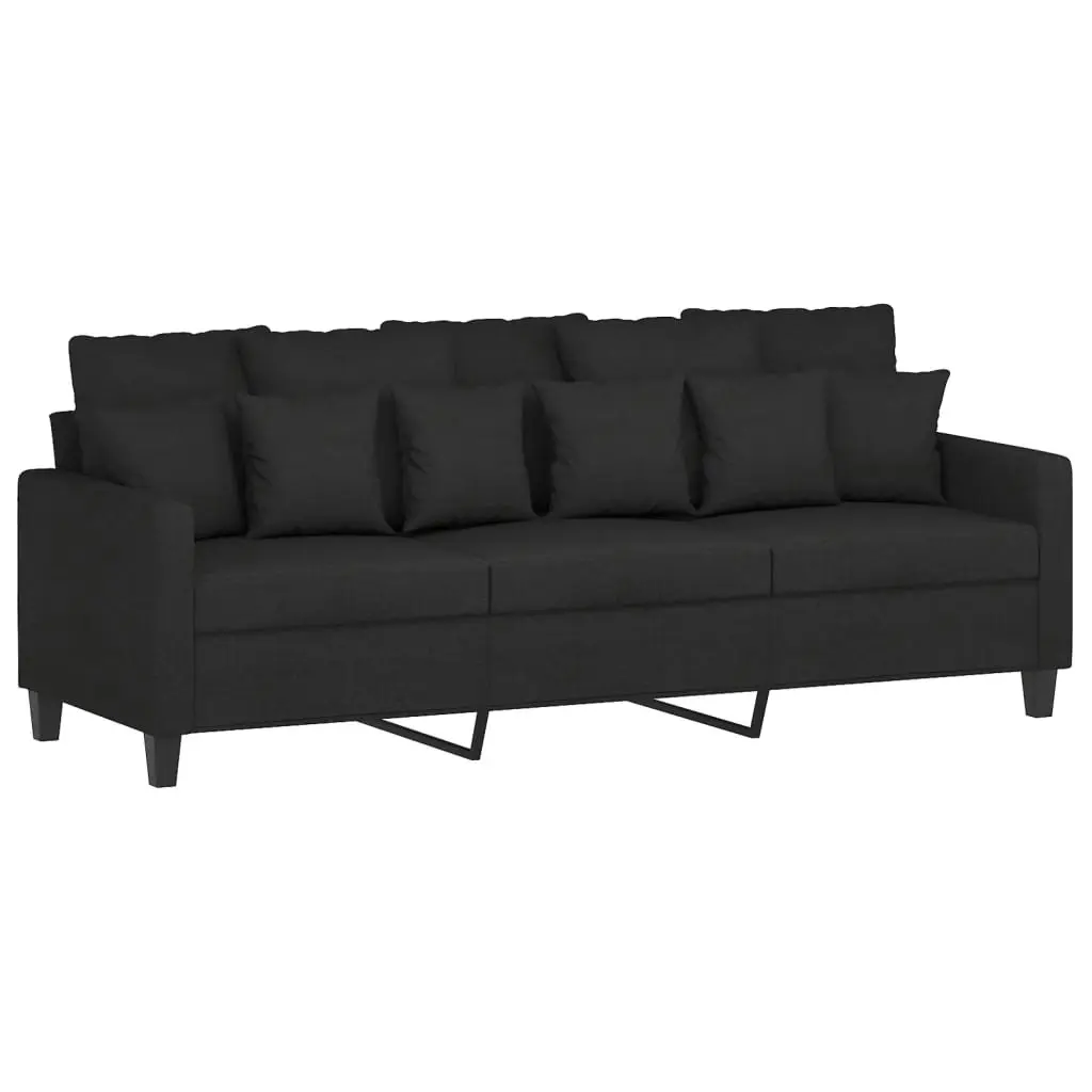 3-Seater Sofa with Footstool Black 180 cm Fabric 3201093