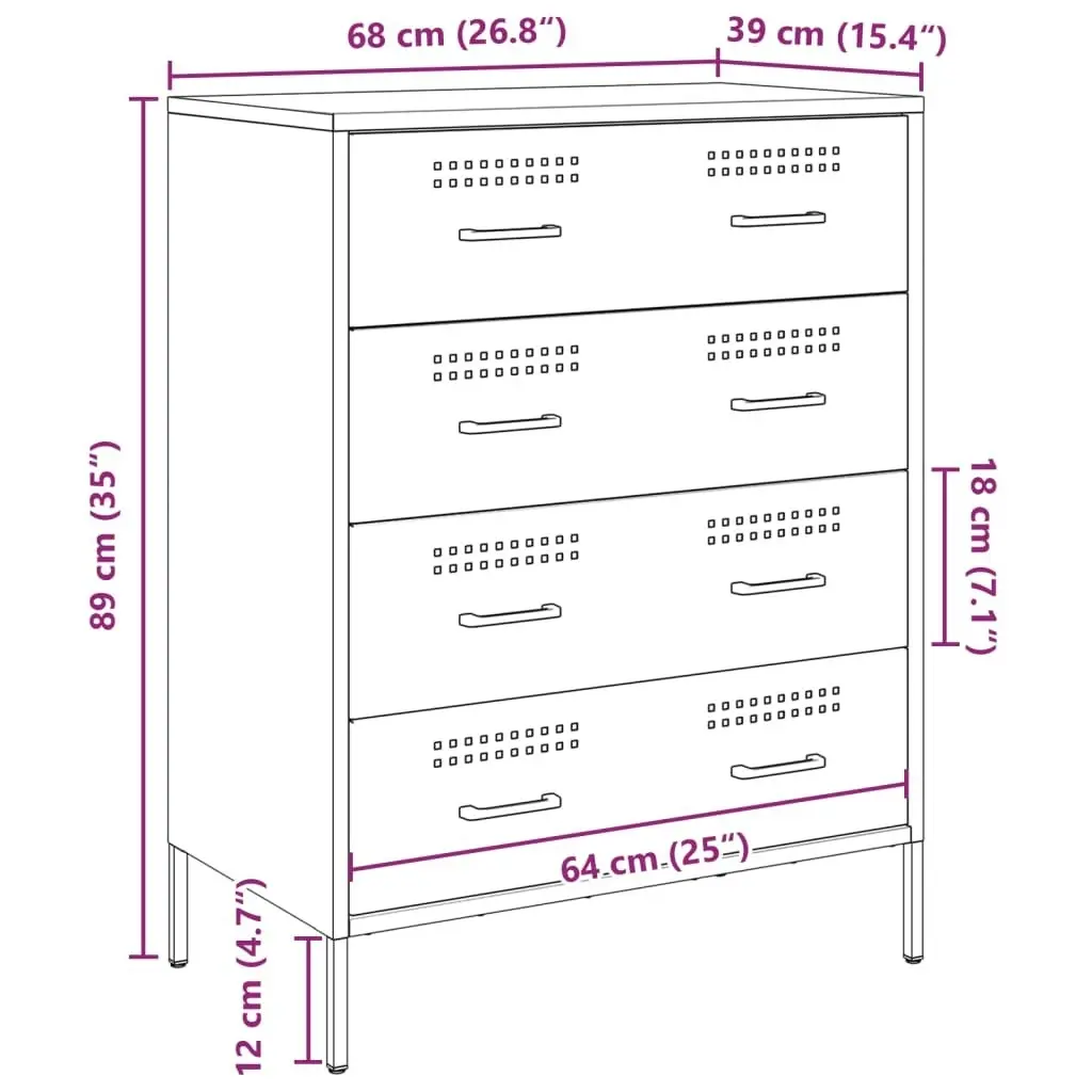 Sideboard Black 68x39x89 cm Steel 842982