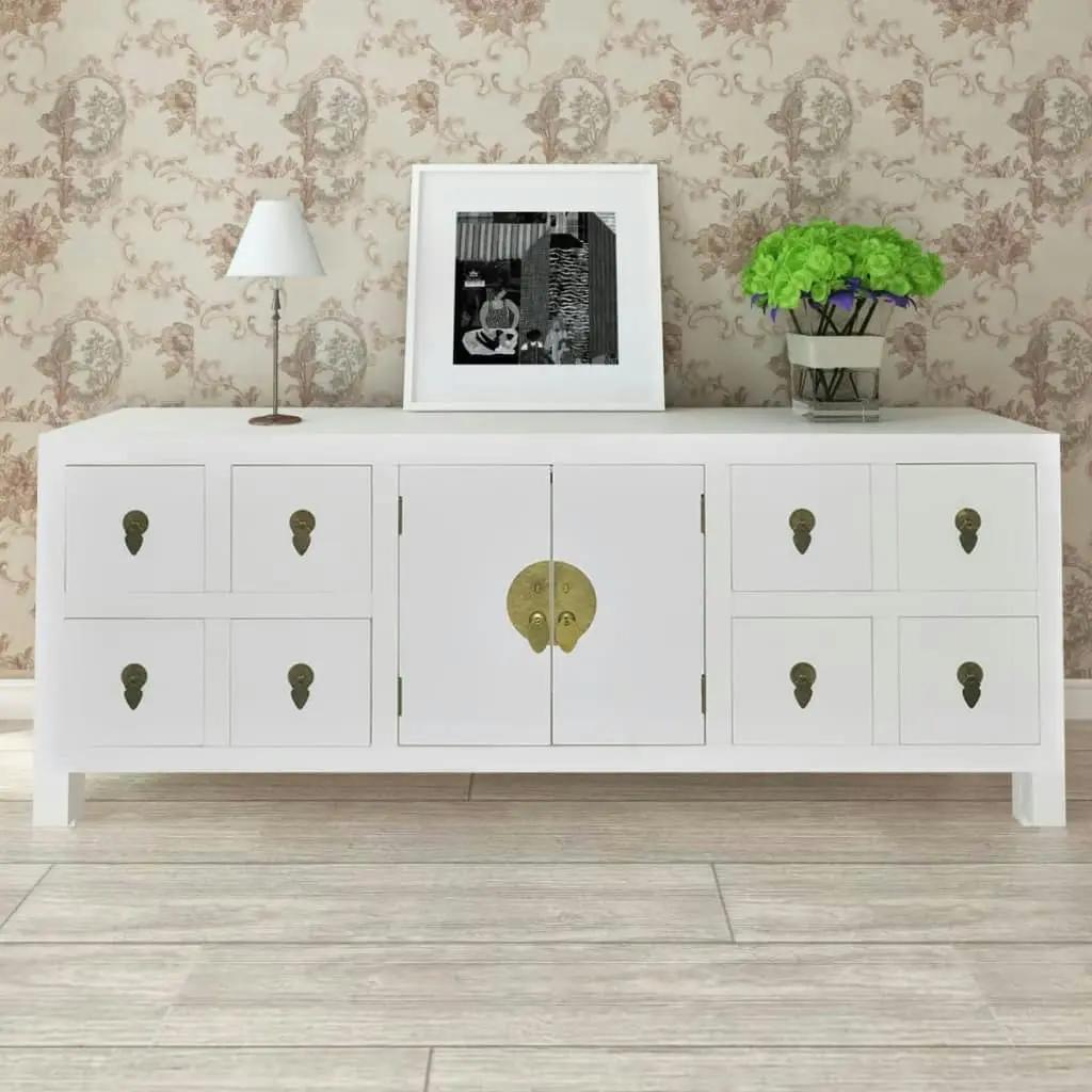 Wooden Sideboard Asian Style with 8 Drawers and 2 Doors 241733