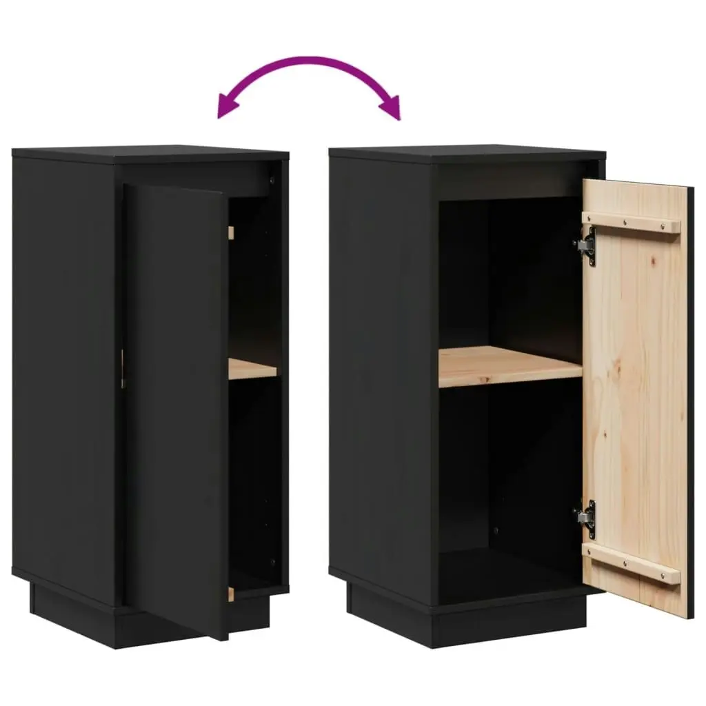 Sideboards 2 pcs Black 31.5x34x75 cm Solid Wood Pine 813359