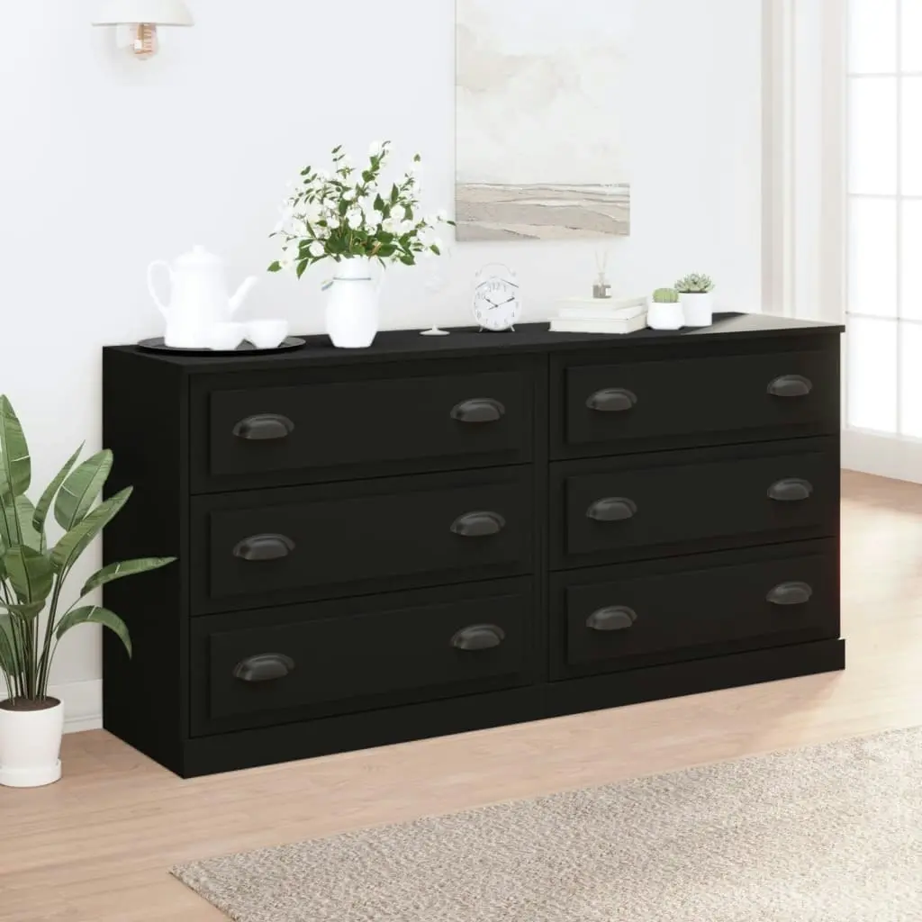 Sideboards 2 pcs Black Engineered Wood 3185240