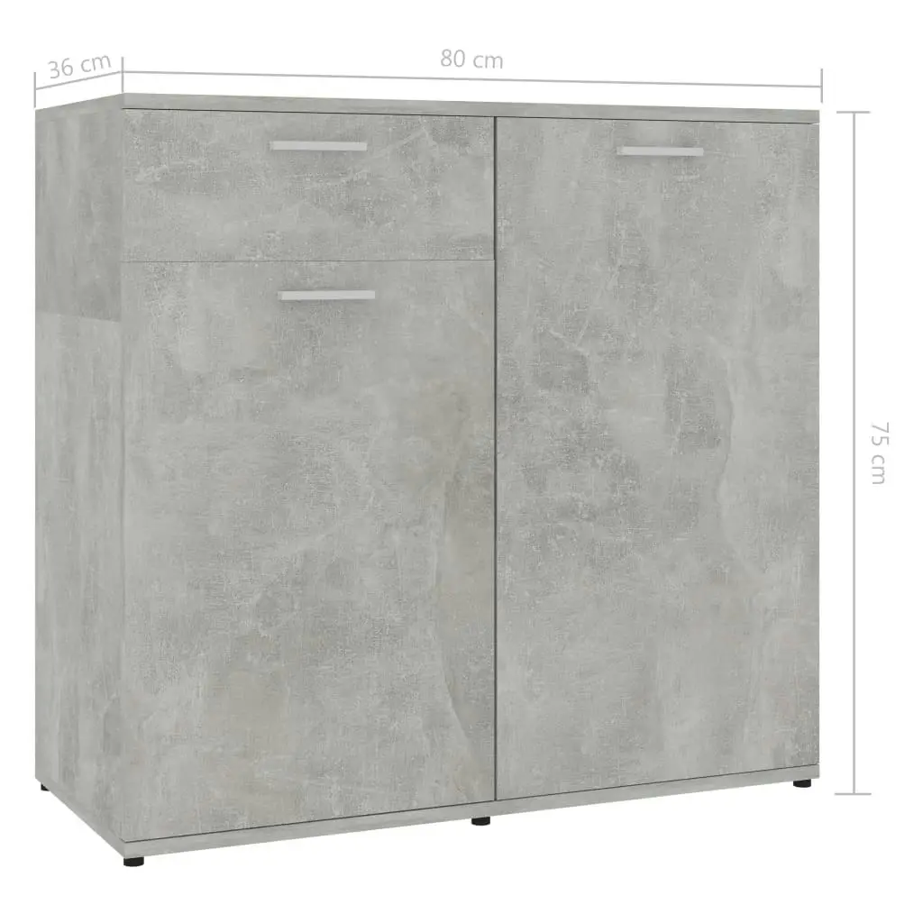 Sideboard Concrete Grey 80x36x75 cm Engineered Wood 801827