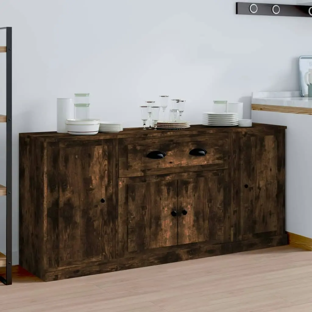 Sideboards 3 pcs Smoked Oak Engineered Wood 3185276