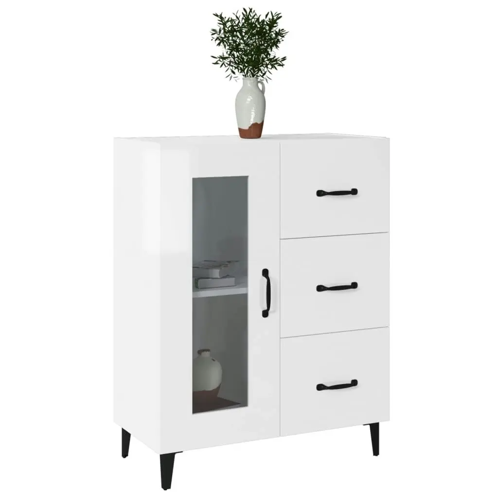 Sideboard High Gloss White 69.5x34x90 cm Engineered Wood 812219