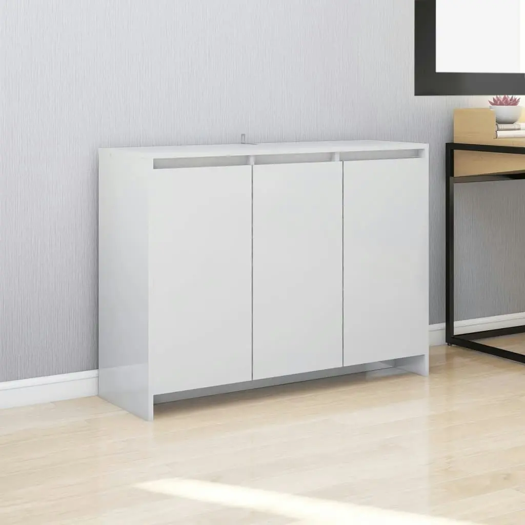 Sideboard High Gloss White 102x33x75 cm Engineered Wood 809779