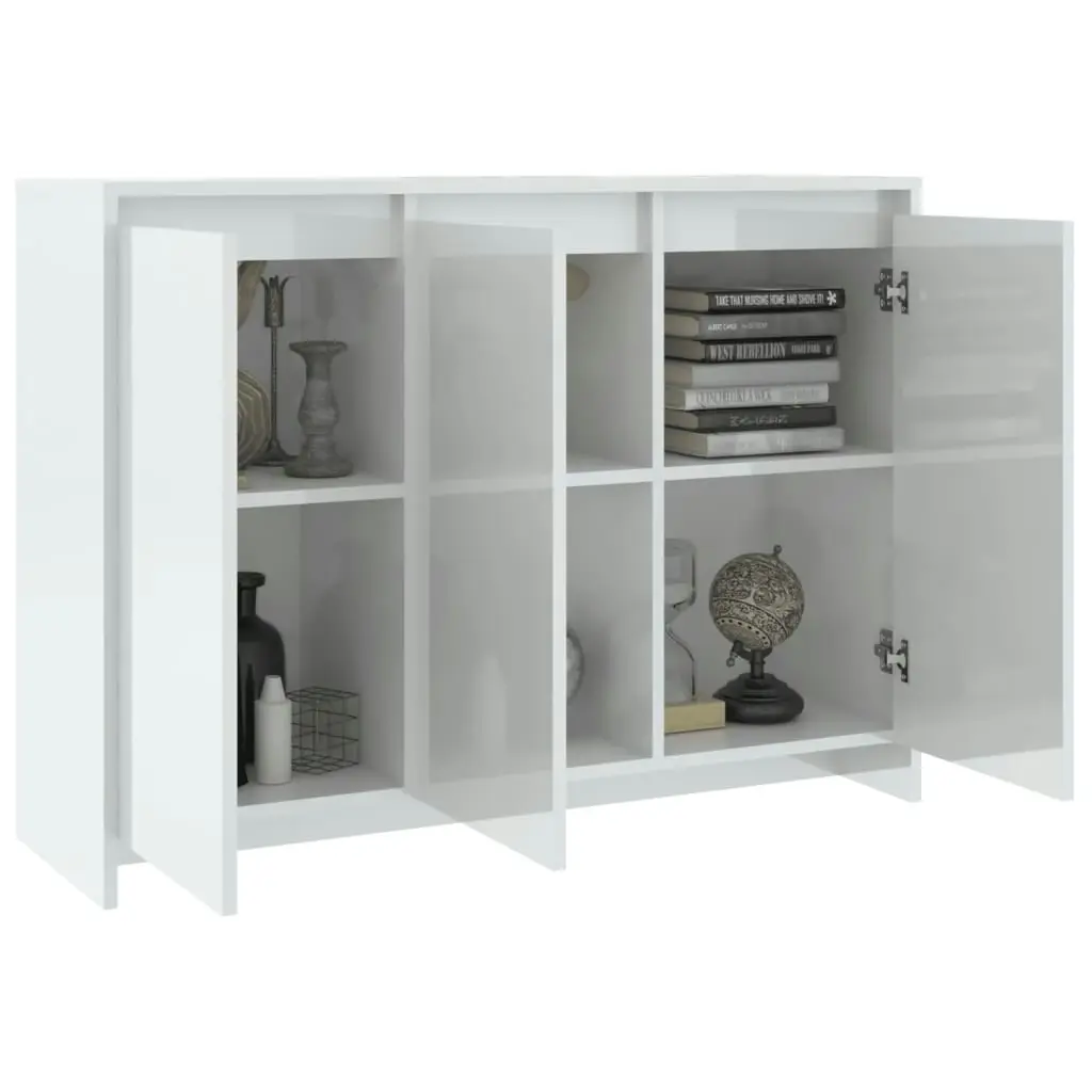 Sideboard High Gloss White 102x33x75 cm Engineered Wood 809779