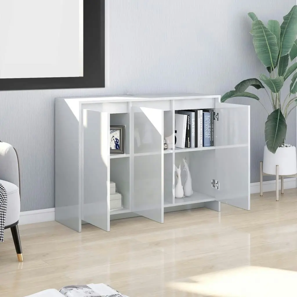 Sideboard High Gloss White 102x33x75 cm Engineered Wood 809779