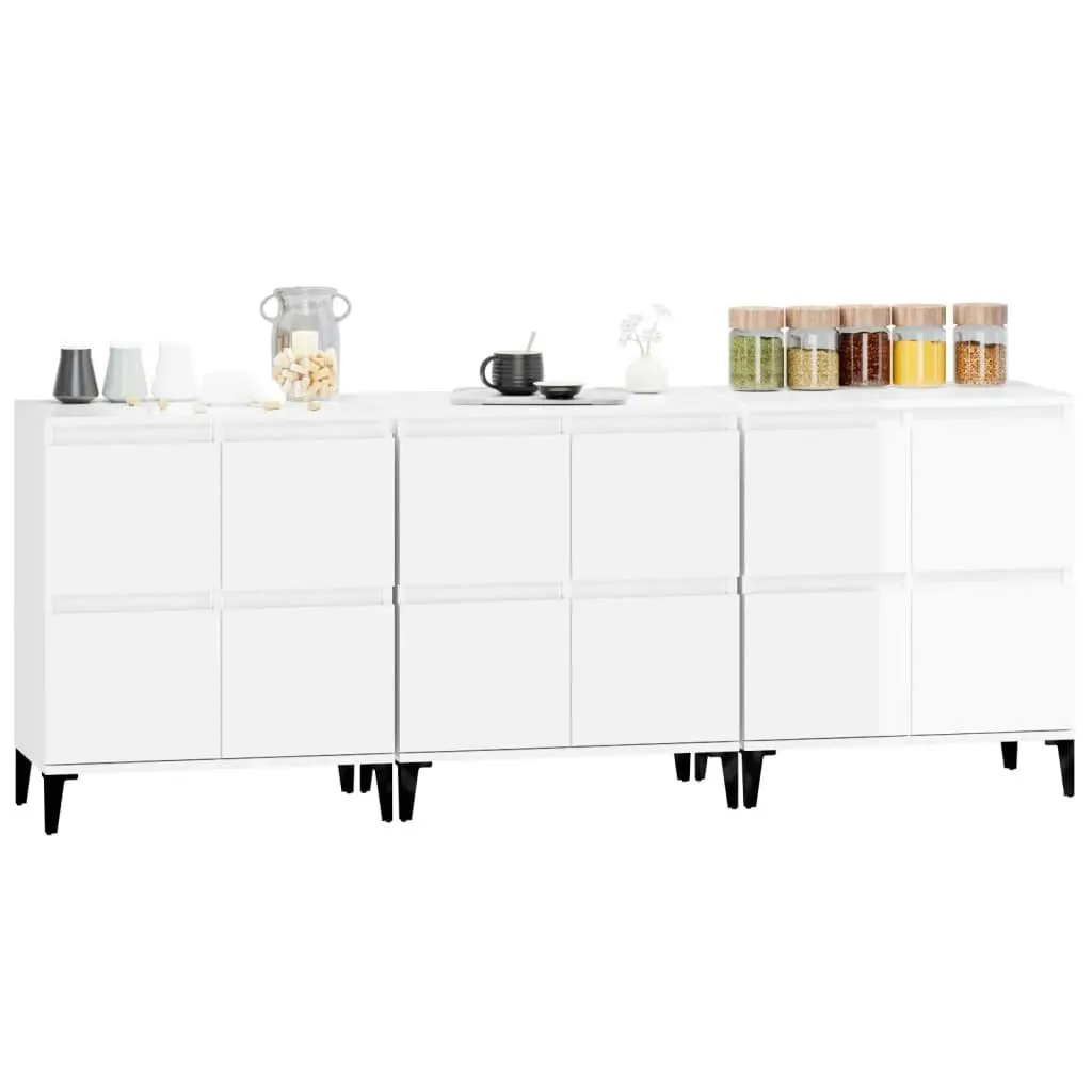 Sideboards 3 pcs High Gloss White 60x35x70 cm Engineered Wood 3185777