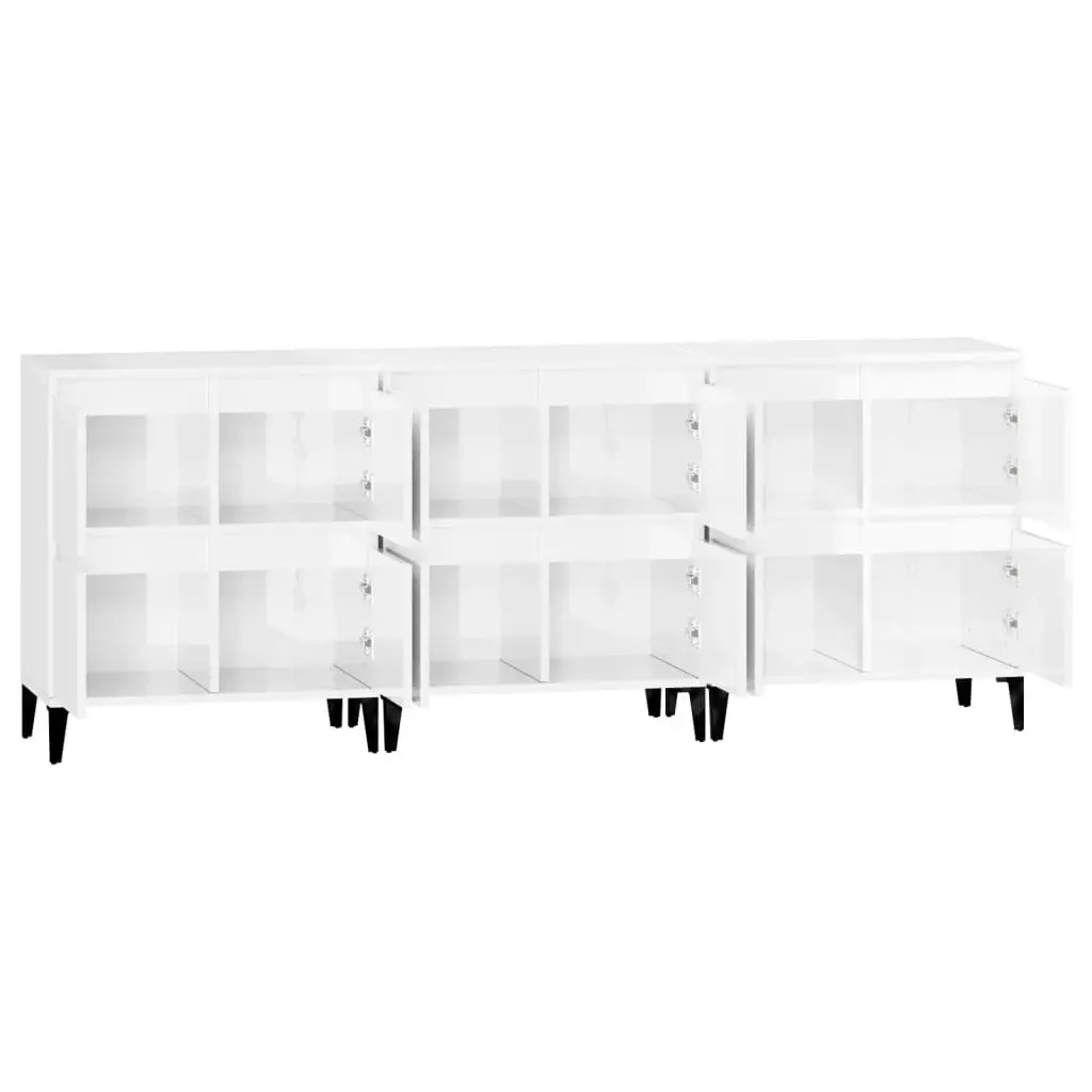 Sideboards 3 pcs High Gloss White 60x35x70 cm Engineered Wood 3185777