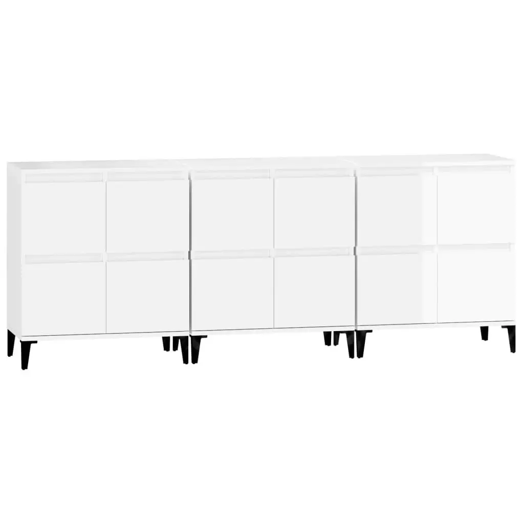 Sideboards 3 pcs High Gloss White 60x35x70 cm Engineered Wood 3185777