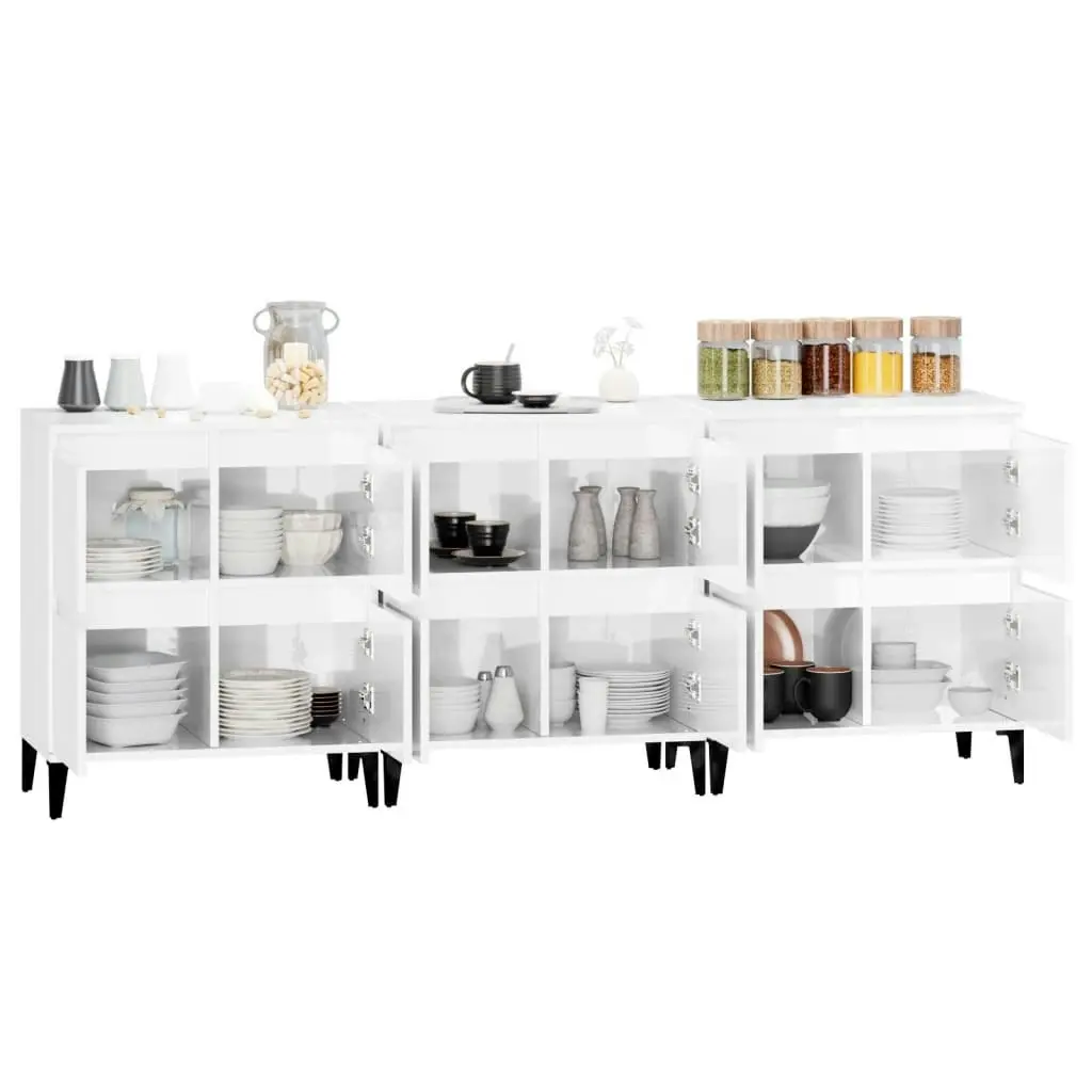 Sideboards 3 pcs High Gloss White 60x35x70 cm Engineered Wood 3185777