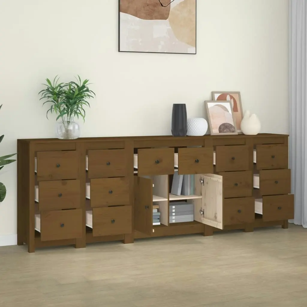 Sideboard Honey Brown 230x35x80 cm Solid Wood Pine 3114092