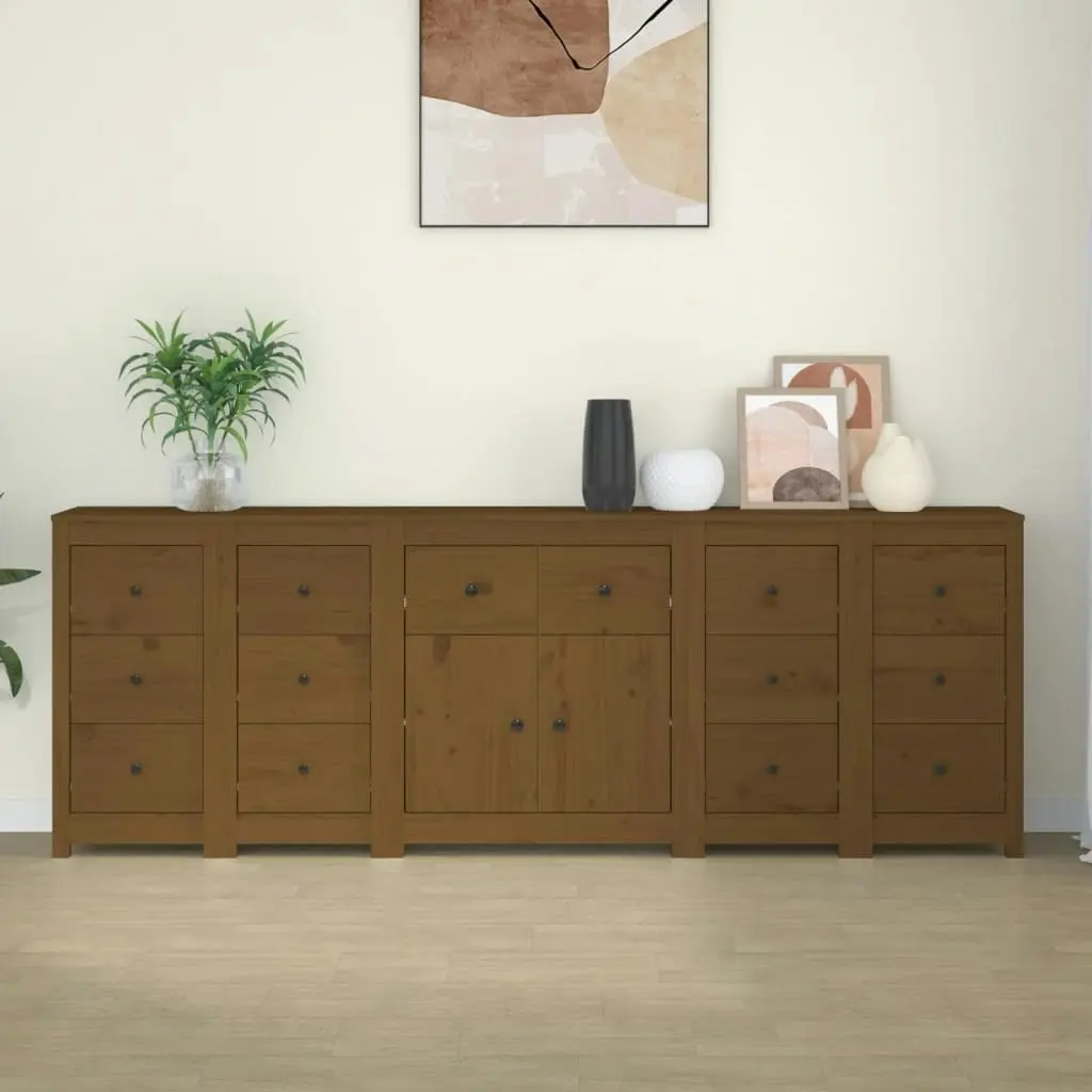 Sideboard Honey Brown 230x35x80 cm Solid Wood Pine 3114092