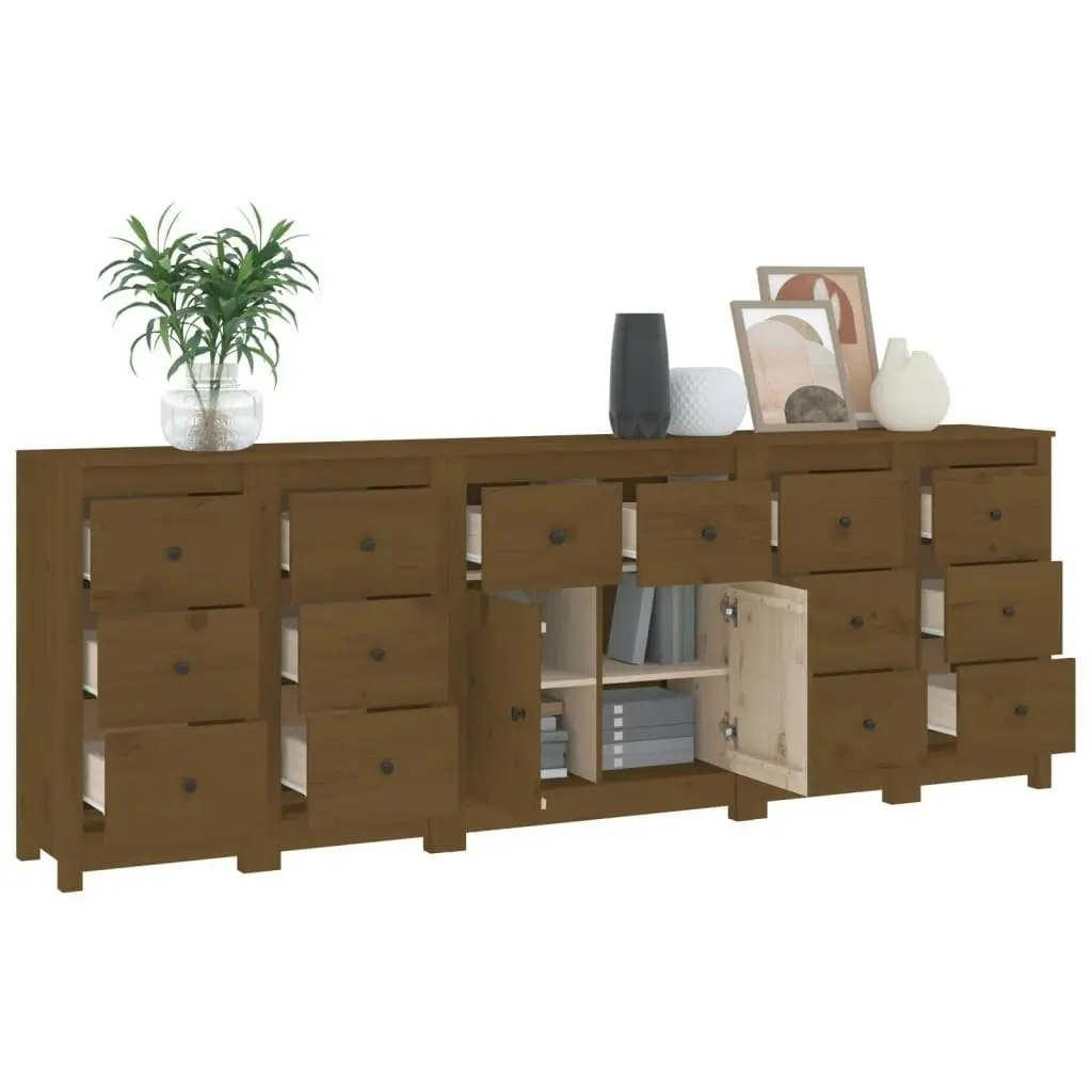 Sideboard Honey Brown 230x35x80 cm Solid Wood Pine 3114092