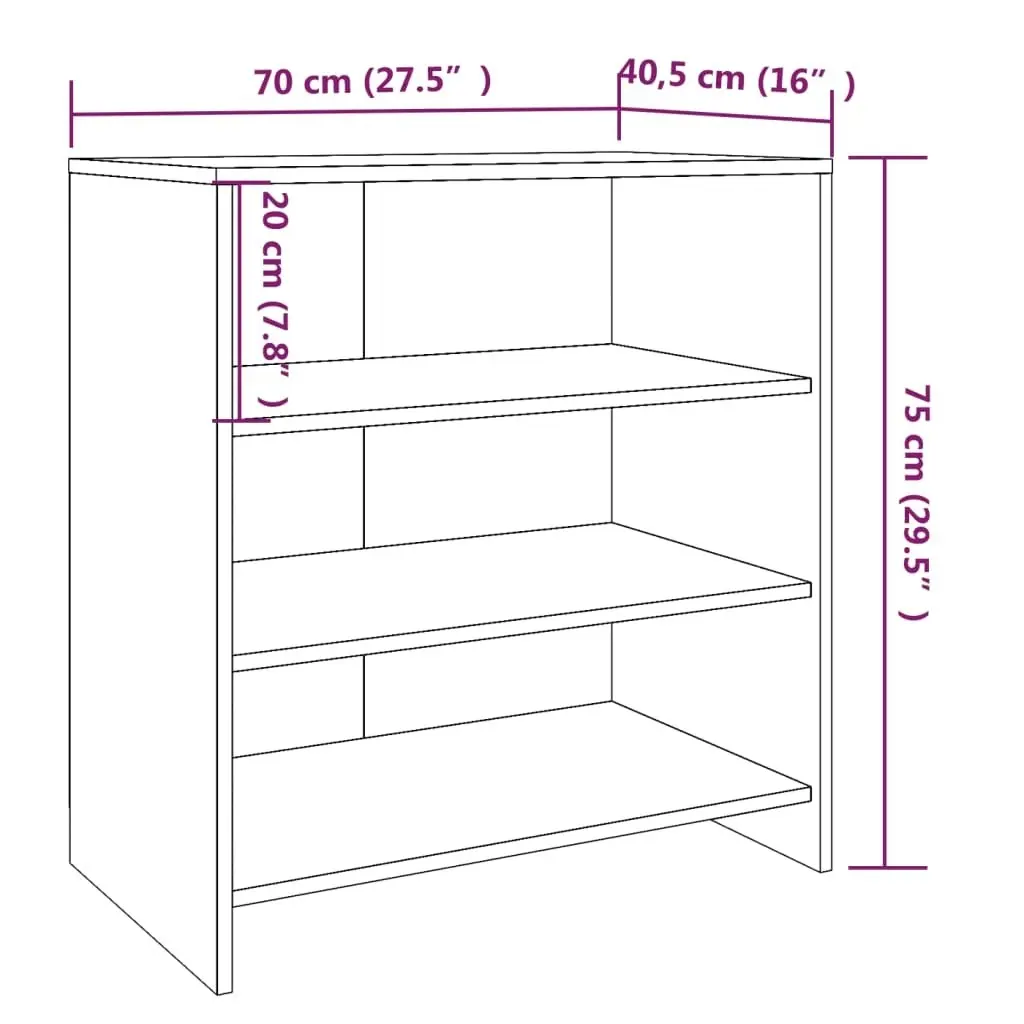 Sideboard High Gloss White 70x40.5x75 cm Engineered Wood 809761