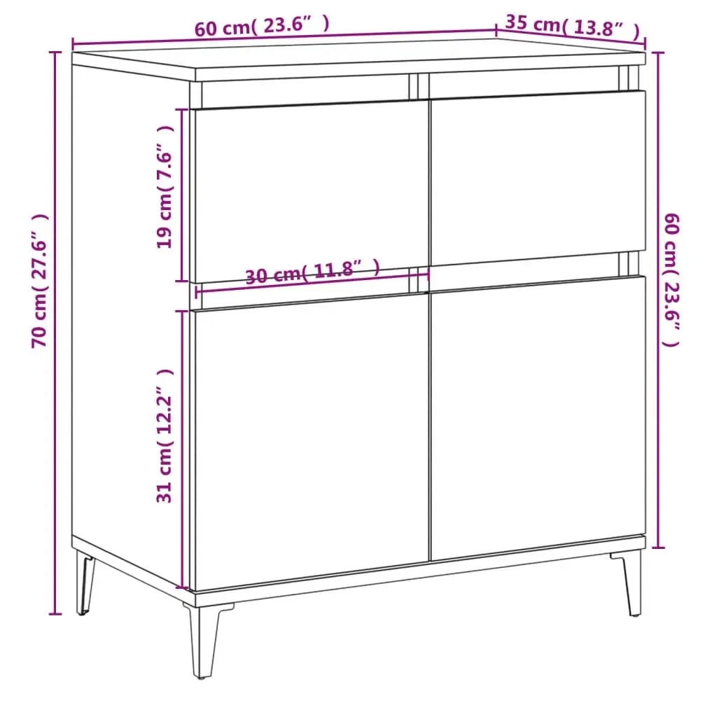 Sideboard Grey Sonoma 60x35x70 cm Engineered Wood 819690