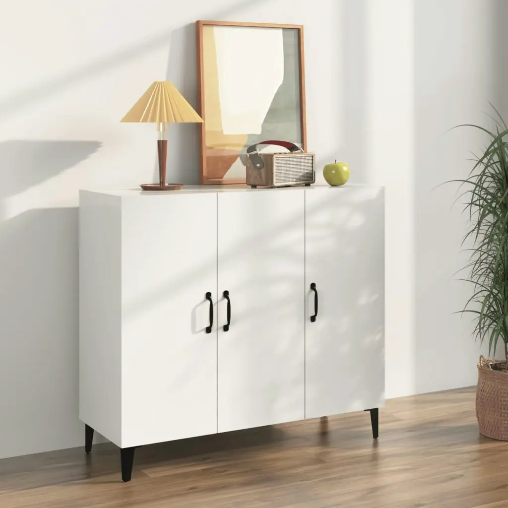 Sideboard High Gloss White 90x34x80 cm Engineered Wood 812507