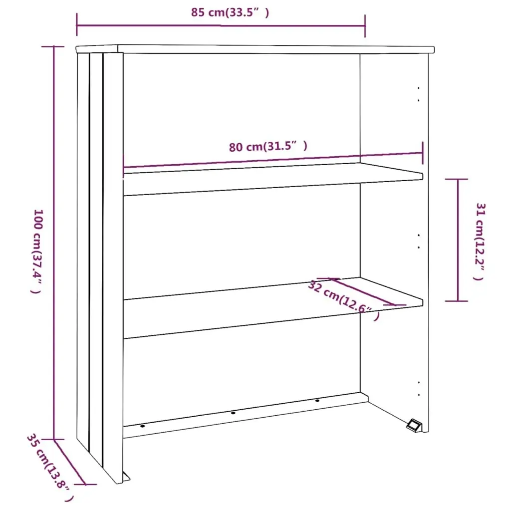 Top for Highboard"HAMAR" Dark Grey 85x35x100cm Solid Wood Pine 340510